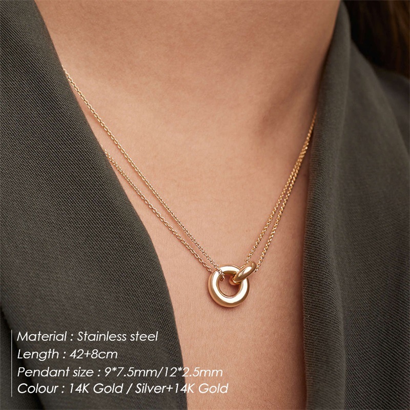 PVD Coated Real Gold Plated Solid Color 304 Stainless Steel Vacation Classic Style Waterproof Non Tarnish 304 Stainless Steel Pendant Necklace