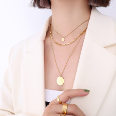 P595-Gold Three-Layer Necklace