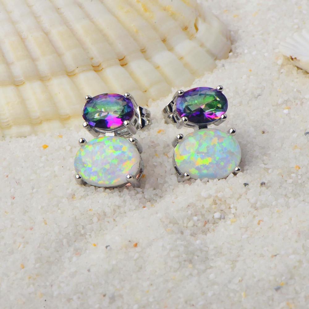 Hawaii Style Oval Shape TikTok Popular Ear Cuff Rings Opal Unisex Copper Material Jewelry Accessories Ear Rings Circular And Oval