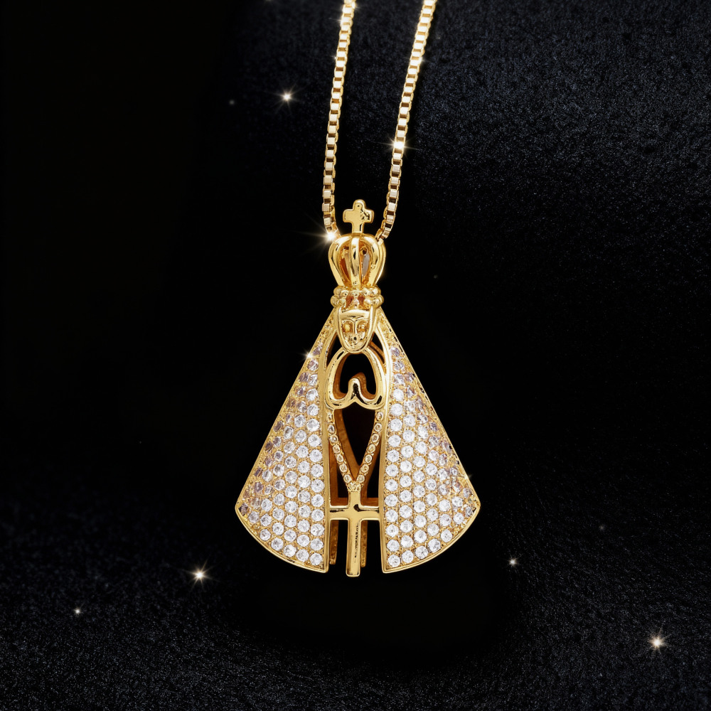 Water Plated Nickel-Free Eco-Friendly 18k Gold Luxury Light Luxury Virgin Mary Pendant Stainless Steel Chain Women's Jewelry Accessories