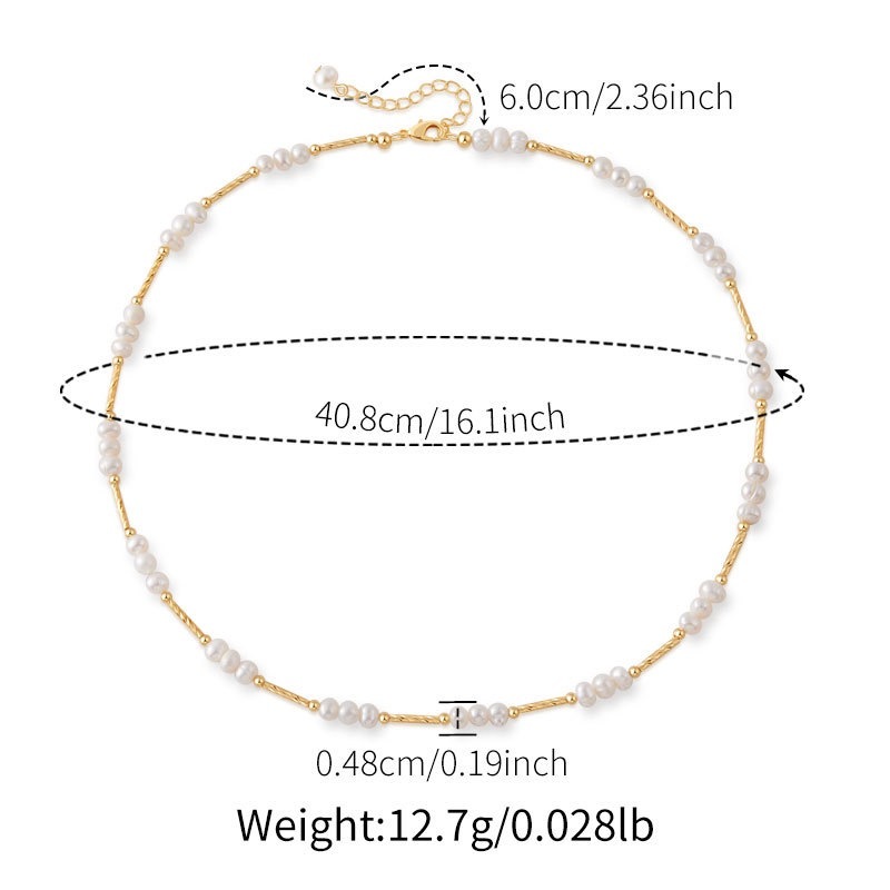 Natural Freshwater Pearl Set Necklace Vintage Style Classic Bracelet Real Gold Plated Brass