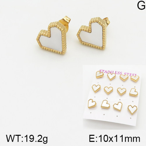 INS New  Fashion Titanium Steel Love Shell Stud Earrings Women's 18K Gold Stainless Steel Love Element Earrings Niche Design High Earrings