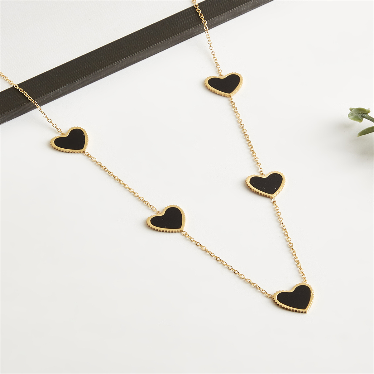 302 Stainless Steel Heart Shape Electroplating Golden Plated Casual Elegant Cable Chain Jewelry Set