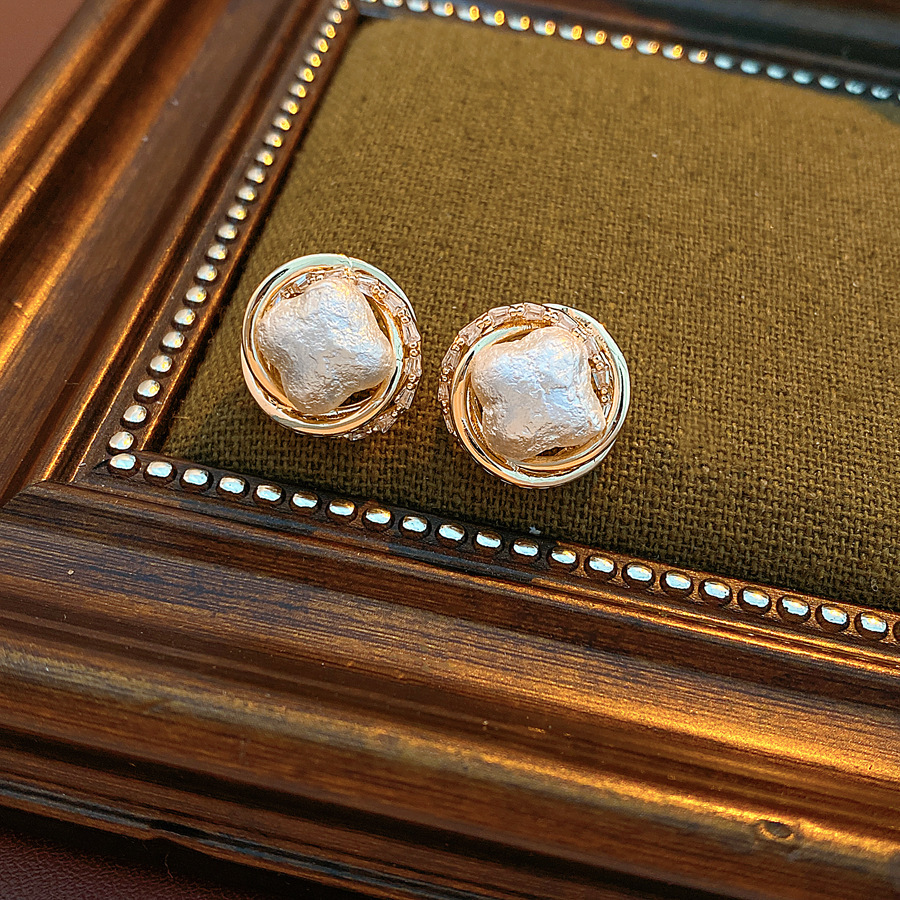 Silver Pin Zircon Cotton Bead Earrings Jewelry Accessories