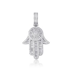 Square Diamond Palm Silver (Default Delivery 24inch Braided Chain)