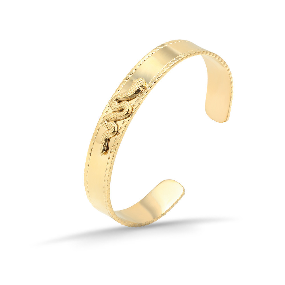 Vacuum Plating Real Gold Plated Snake 304 Stainless Steel Fashion Waterproof Non Tarnish Bangle