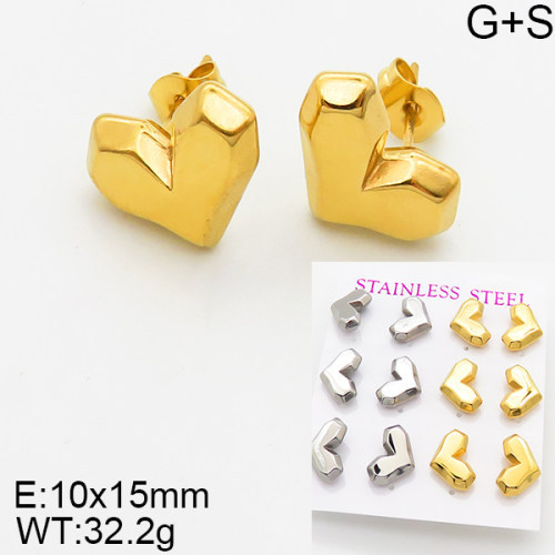 INS New  Fashion Titanium Steel Love Heart Stud Earrings Women's 18K Gold Stainless Steel Love Element Earrings Earrings Niche Design High Earrings