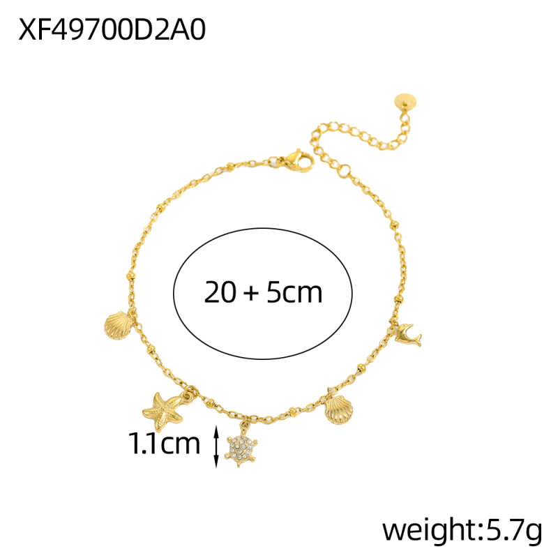 Bohemian Style Vacation Ocean Elements 14K Gold Plated Titanium Steel Vacuum Electroplated 3D Geometric Bracelet Unisex