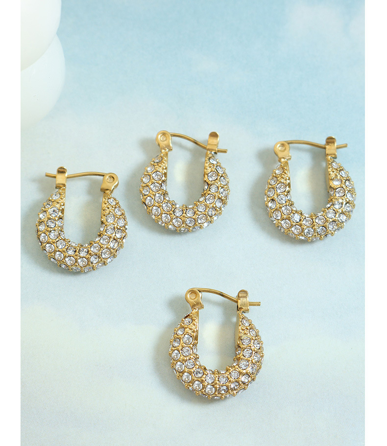 PVD Coated Real Gold Plated 18K Gold U Shape 304 Stainless Steel Fashion Waterproof Non Tarnish Hoop Earrings