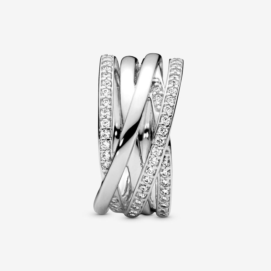 Three-ring Sparkling Wave Four-ring Ring S925 Silver Exquisite High-end Girlfriend Fashion Versatile Sweet Gift Couple Elegant Asymmetric