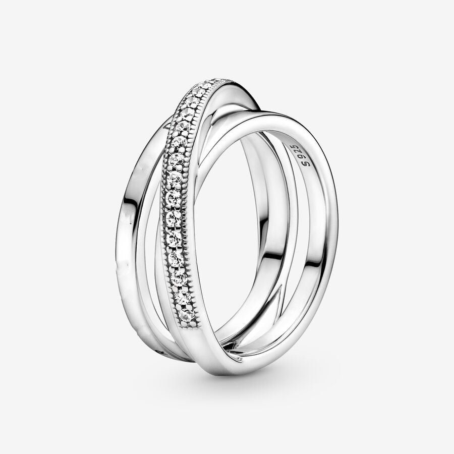 Three-ring Sparkling Wave Four-ring Ring S925 Silver Exquisite High-end Girlfriend Fashion Versatile Sweet Gift Couple Elegant Asymmetric