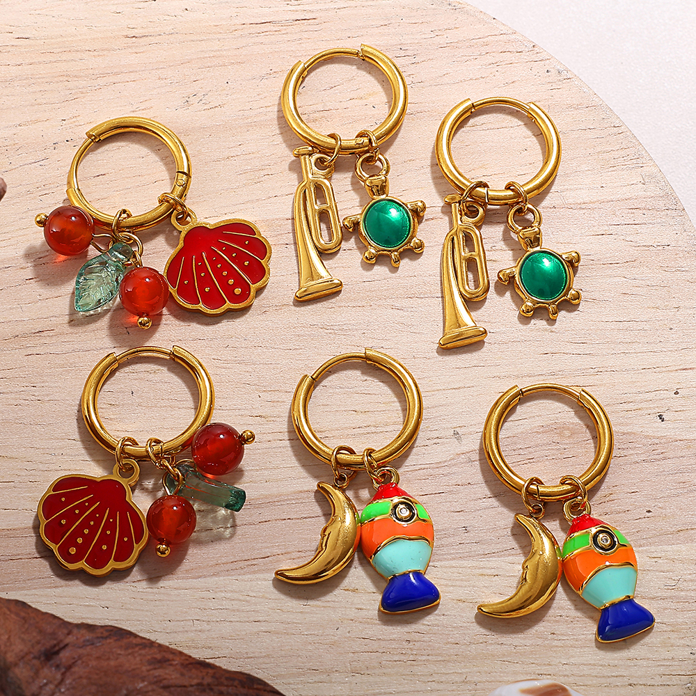 Fashionable Versatile Pendant Drop Earrings Ocean Series Vintage DIY Pendants Luxury Accessories Stylish Match All Ear Jewelry