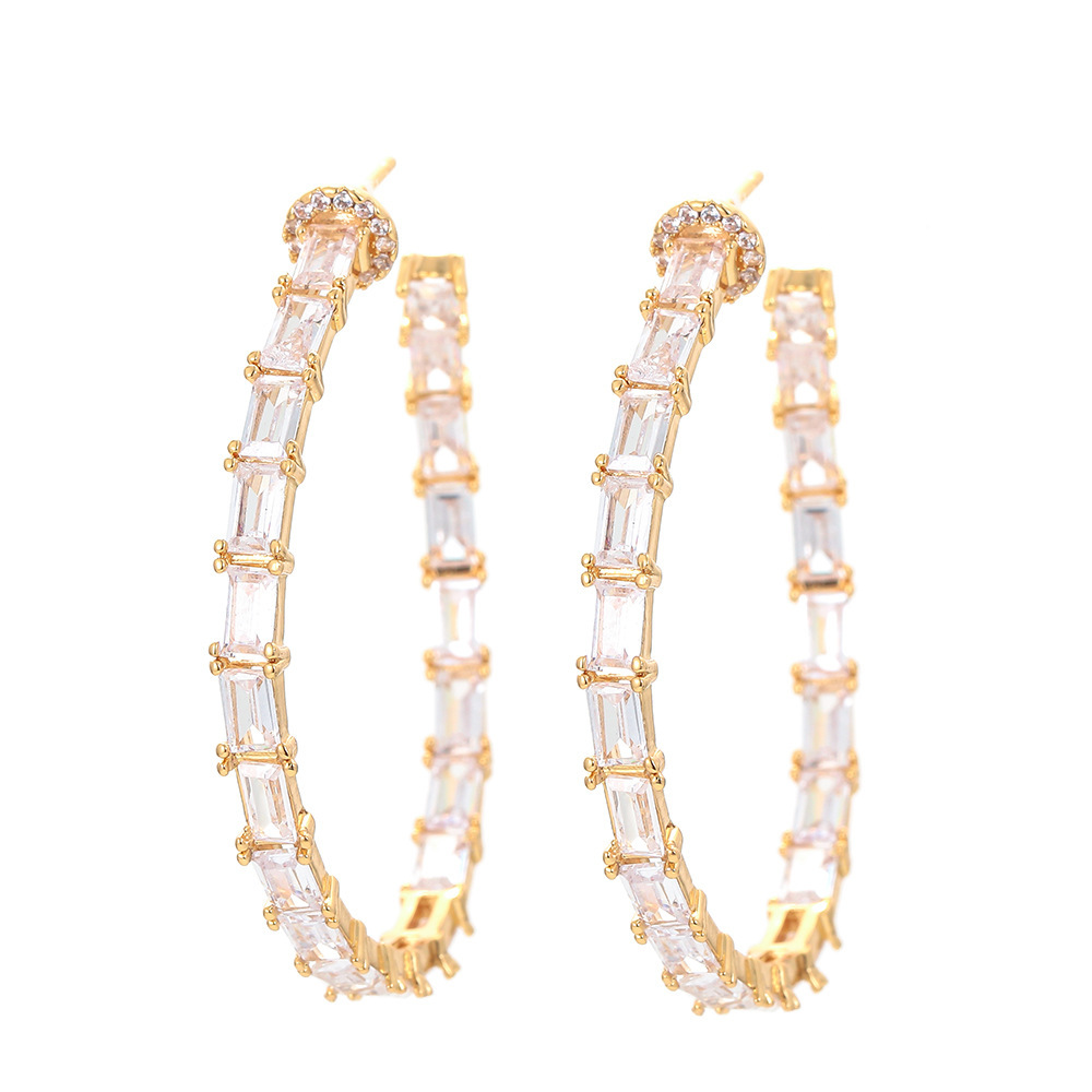 Fashion Round Plating Copper Zircon Copper Earrings