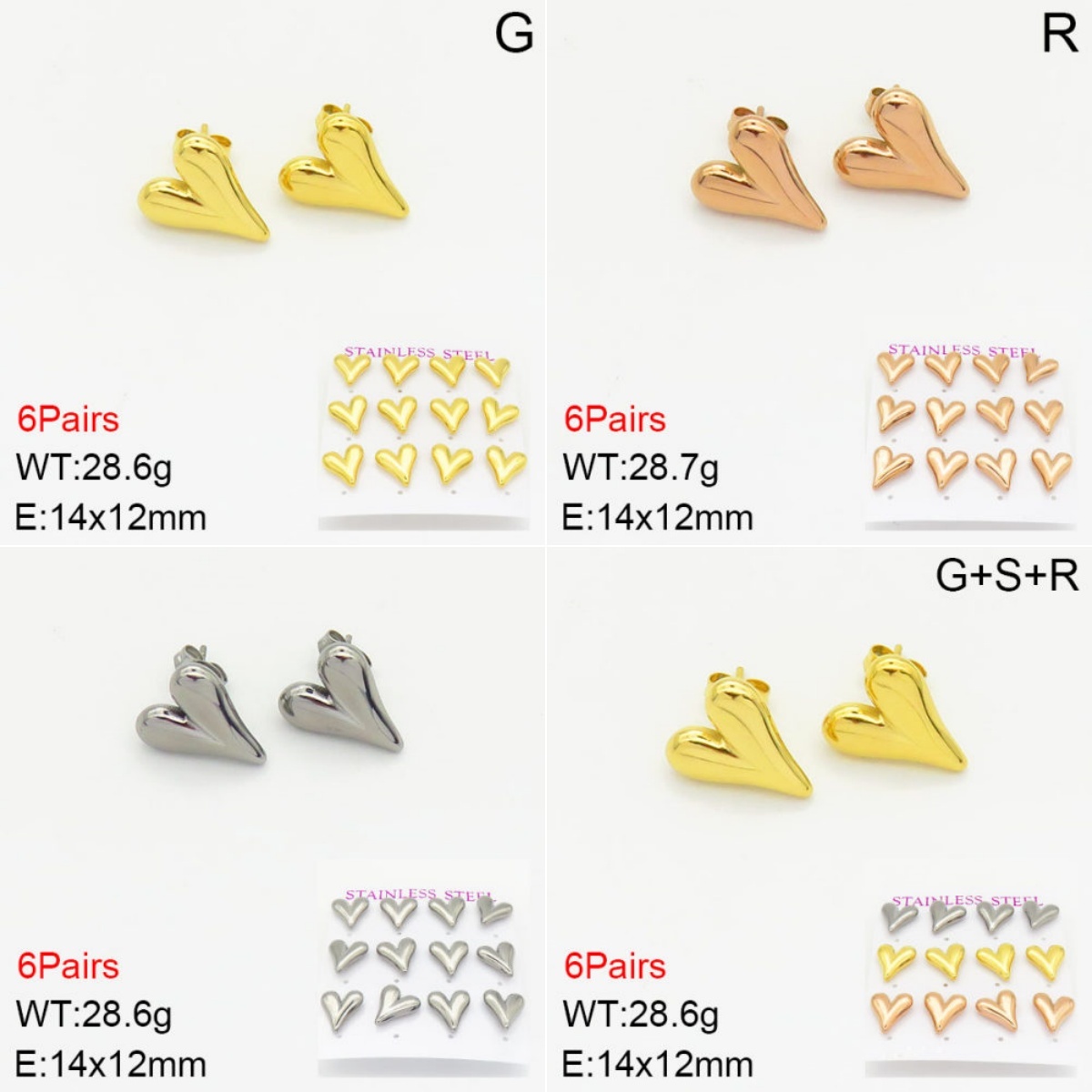 INS New  Fashion Titanium Steel Love Heart Stud Earrings Women's 18K Gold Stainless Steel Love Element Earrings Earrings Niche Design High Earrings