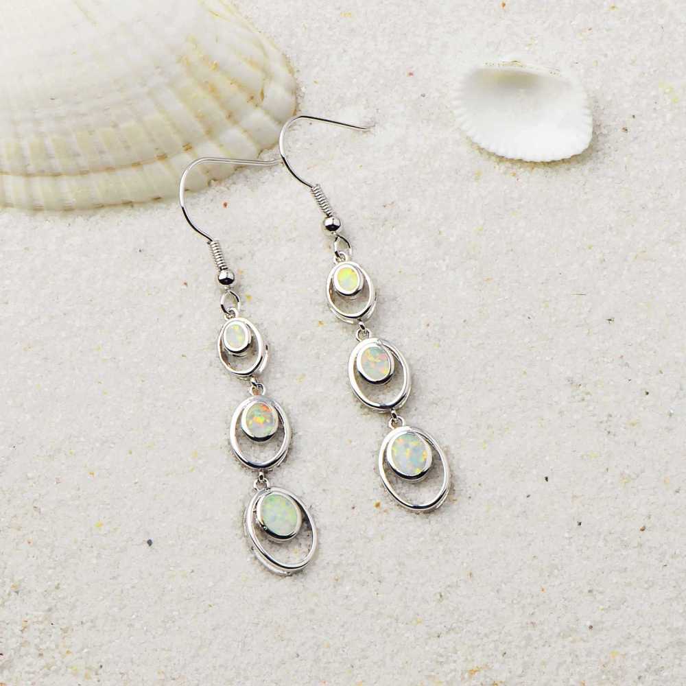 Simple Round Opal Dangle Earrings  Style TikTok Ins Fashion Peruvian Opal Drop Earrings Jewelry Accessories