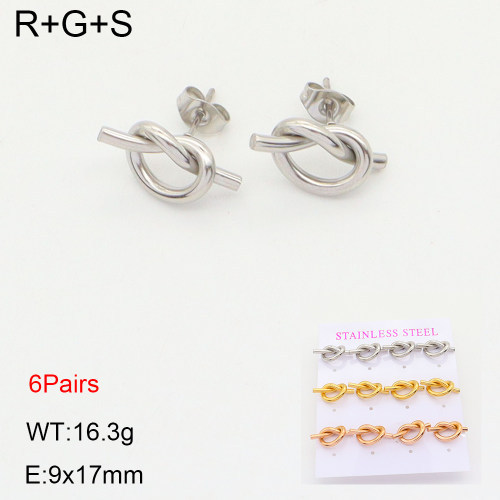 INS New  Fashion Titanium Steel Knot Stud Earrings 18K Golden Stainless Steal Earrings Niche Design High Earrings Women's Stud Earrings