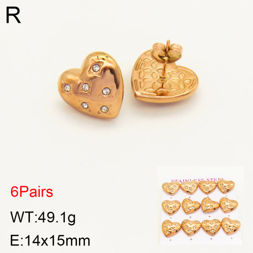 INS New  Fashion Titanium Steel Love Heart Stud Earrings 18K Gold Stainless Steel Love Element Earrings Niche Design High Earrings Women's Earrings