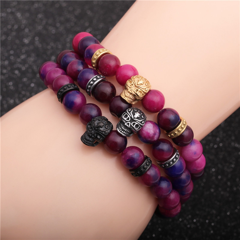 Creative Agate Stone Skull Bracelet