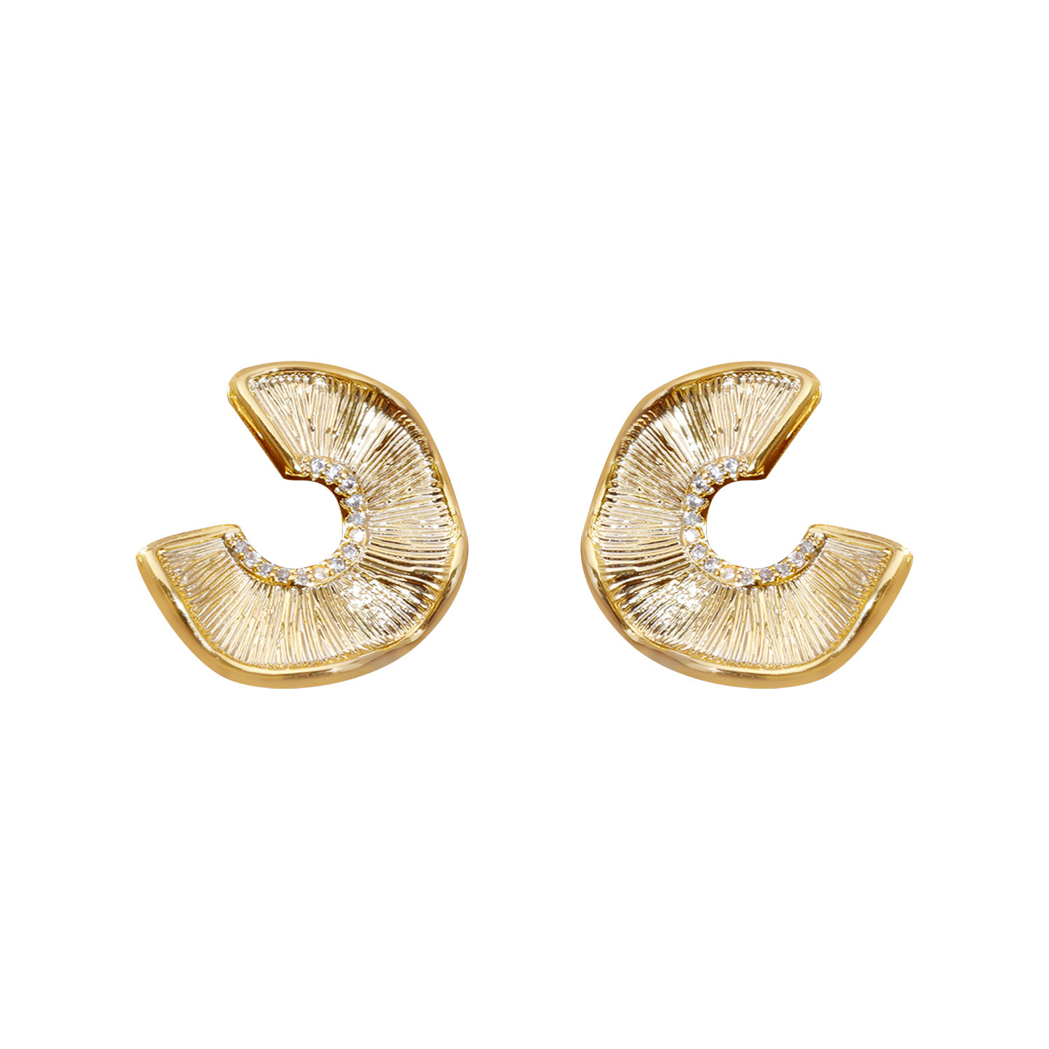 Fashionable Designer Earrings Irregular Texture 3D Simple Elegant New Arrival 2025 Trendy Women's Round Elliptical Zirconia Jewelry