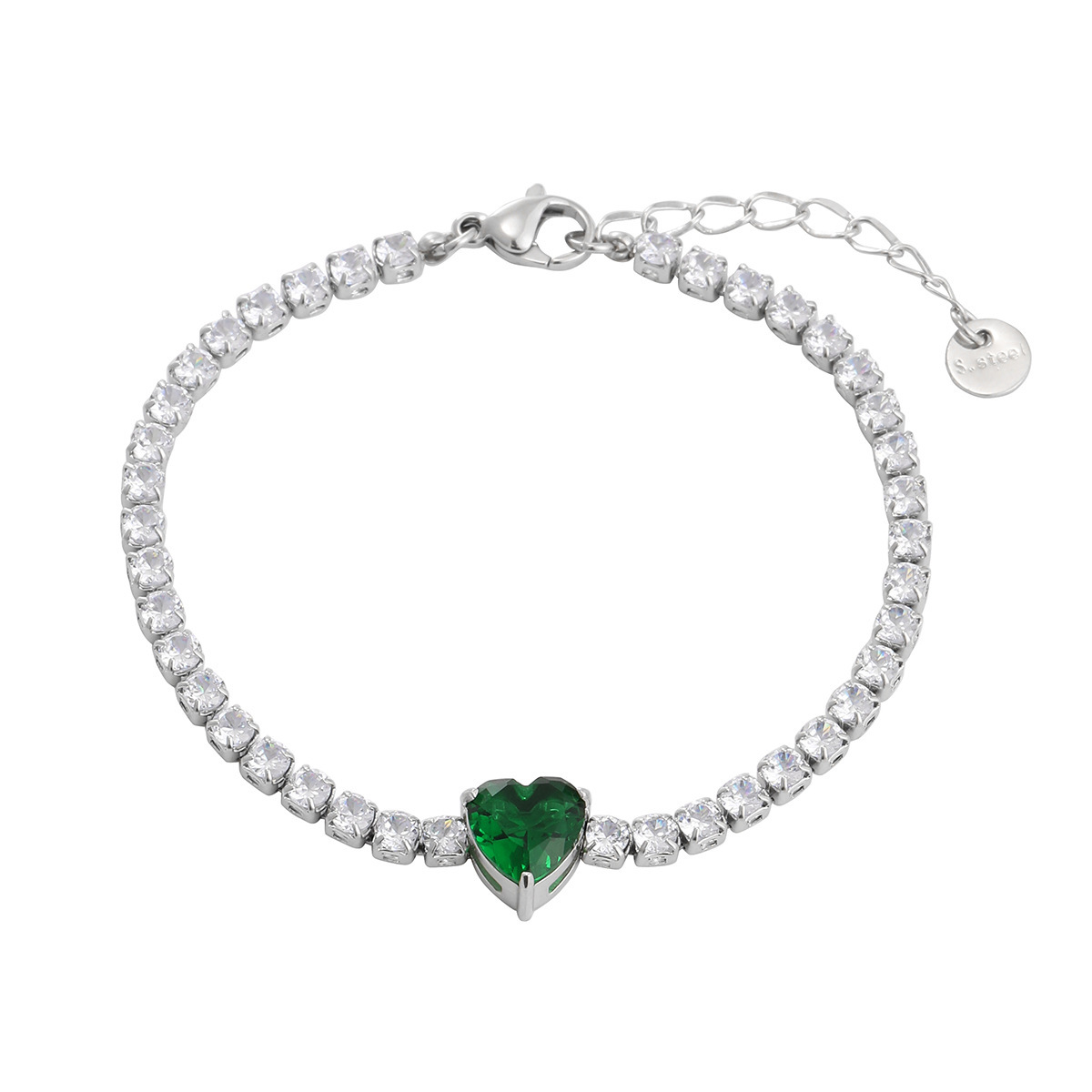 PVD Coated Real Gold Plated Heart Shape 304 Stainless Steel Simple Style Classic Style Waterproof Non Tarnish Bracelets