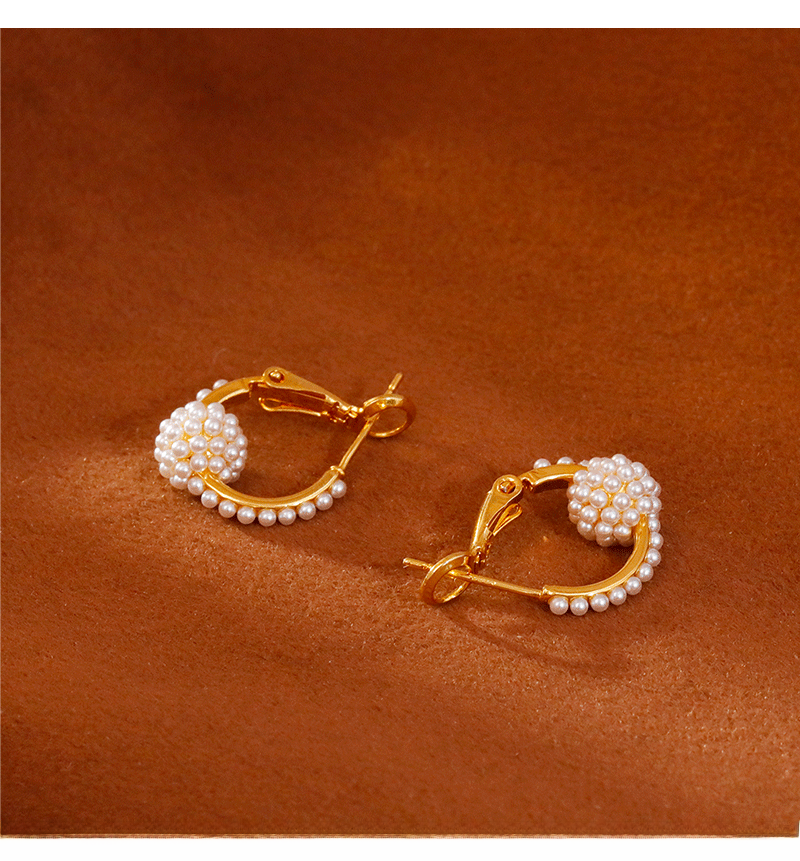 Elegant Pearl Hoop Earrings Unique Design Sensation Slimming French Hepburn Style Fashionable Trendy Women's Jewelry Accessories
