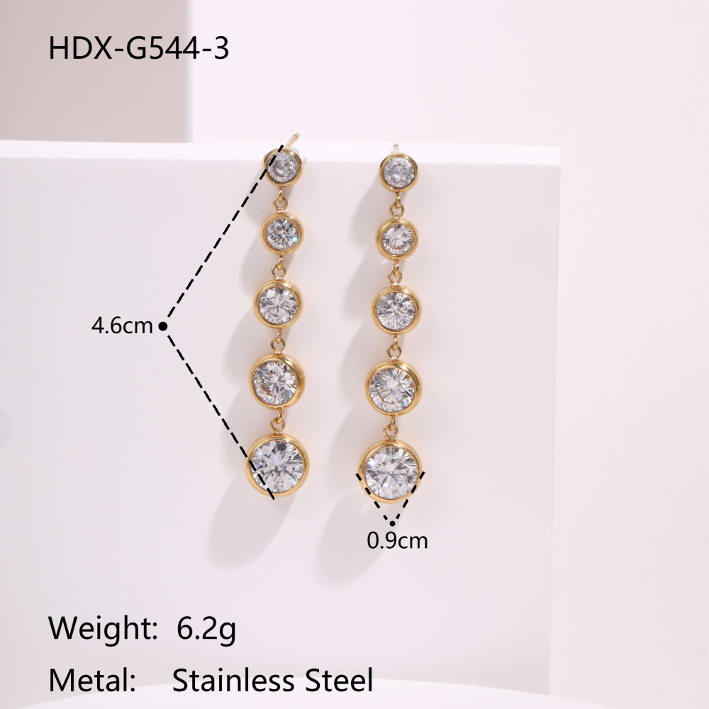 Zircon Series Luxury Stainless Steel Earrings Gold Plated 18K Elegant Geometric Pattern Women's Fashion Jewelry Accessories