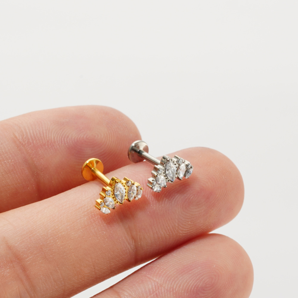 New Titanium Alloy Bowknot Earrings For Women Simple Fashion Jewelry Tongue Lip Piercing Accessories Geometric Pattern