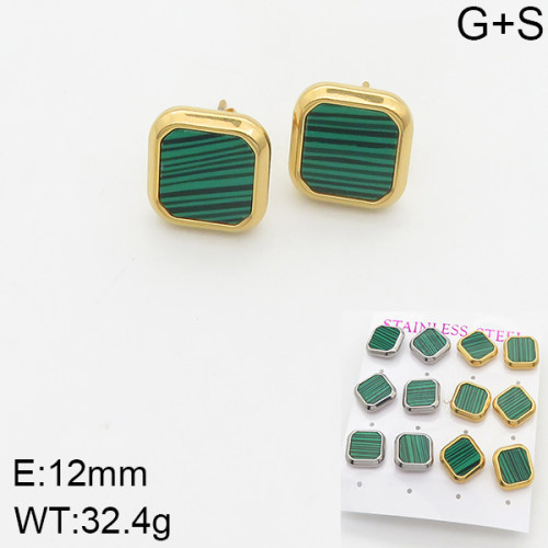 INS New  Fashion Titanium Steel Square Shell Stud Earrings Female 18K Gold Stainless Steel Shell Element Earrings Earrings Niche Design High Earrings