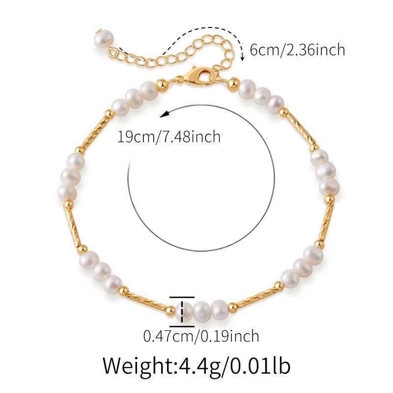 Natural Freshwater Pearl Set Necklace Vintage Style Classic Bracelet Real Gold Plated Brass