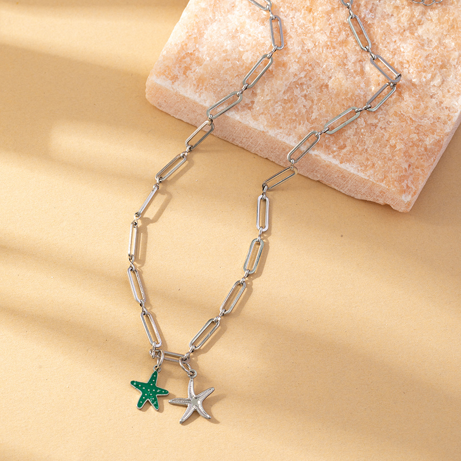 316 Stainless Steel  Ion Plating (IP) Zircon Starfish Waterproof Non Tarnish Casual Beach Jewelry Set For Women's