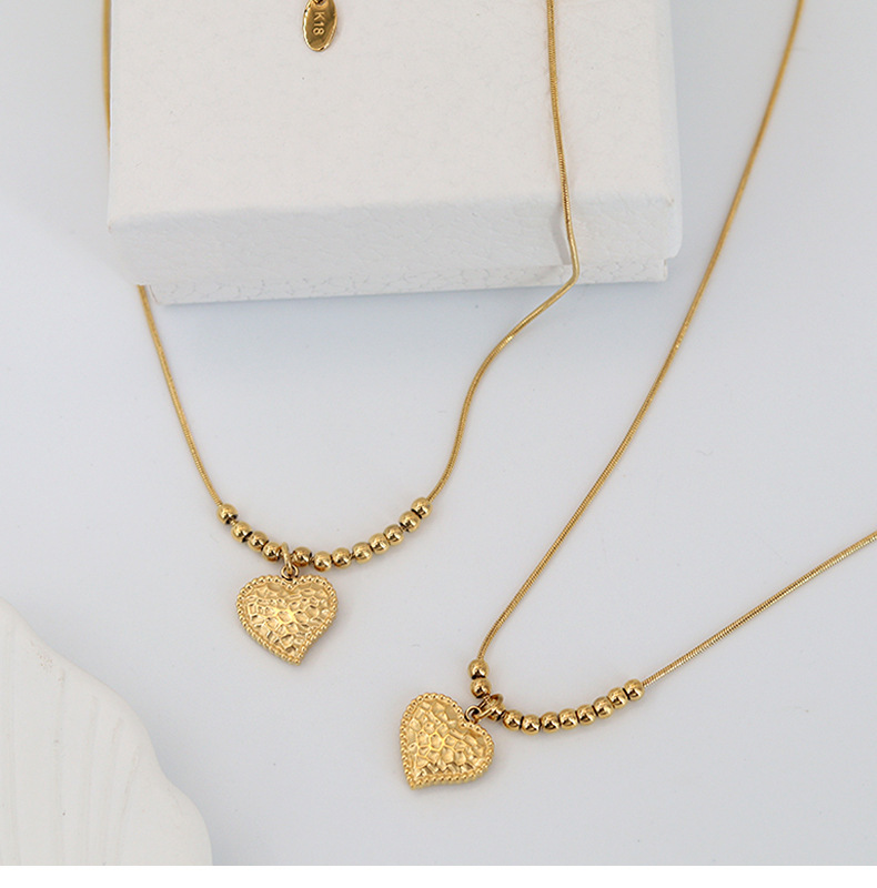 Wholesale Jewelry Fashion Heart Shape 304 Stainless Steel None 18K Gold Plated Gold Plated Stainless Steel Necklaces