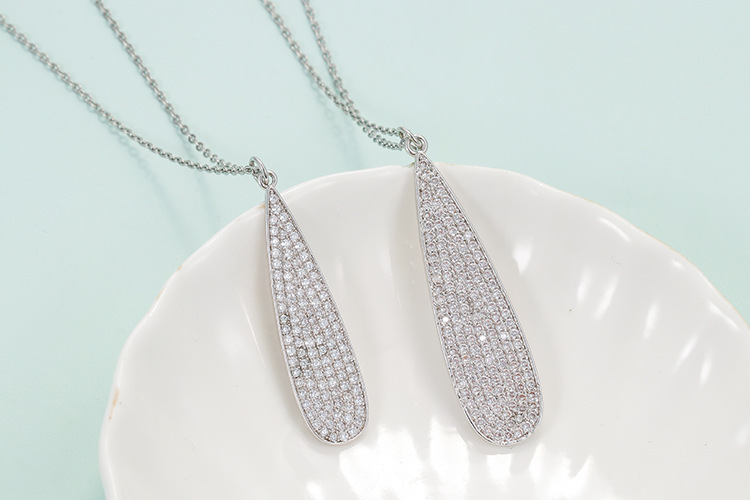 Fashion Full Zircon Drop-shaped Copper Necklace Wholesale