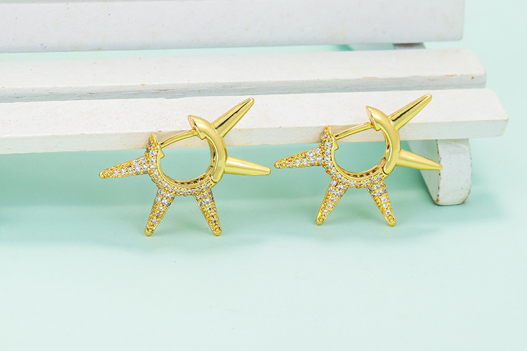 Wholesale Jewelry Diamond Spiked Irregular Shape Copper Earrings Nihaojewelry