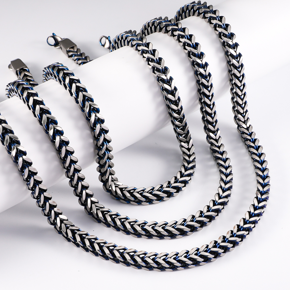 304 Stainless Steel Spliced Tassel Thick Chain 8MM Dragon Bone Necklace Men's Bold Trendy Straight Hair Accessories Wholesale
