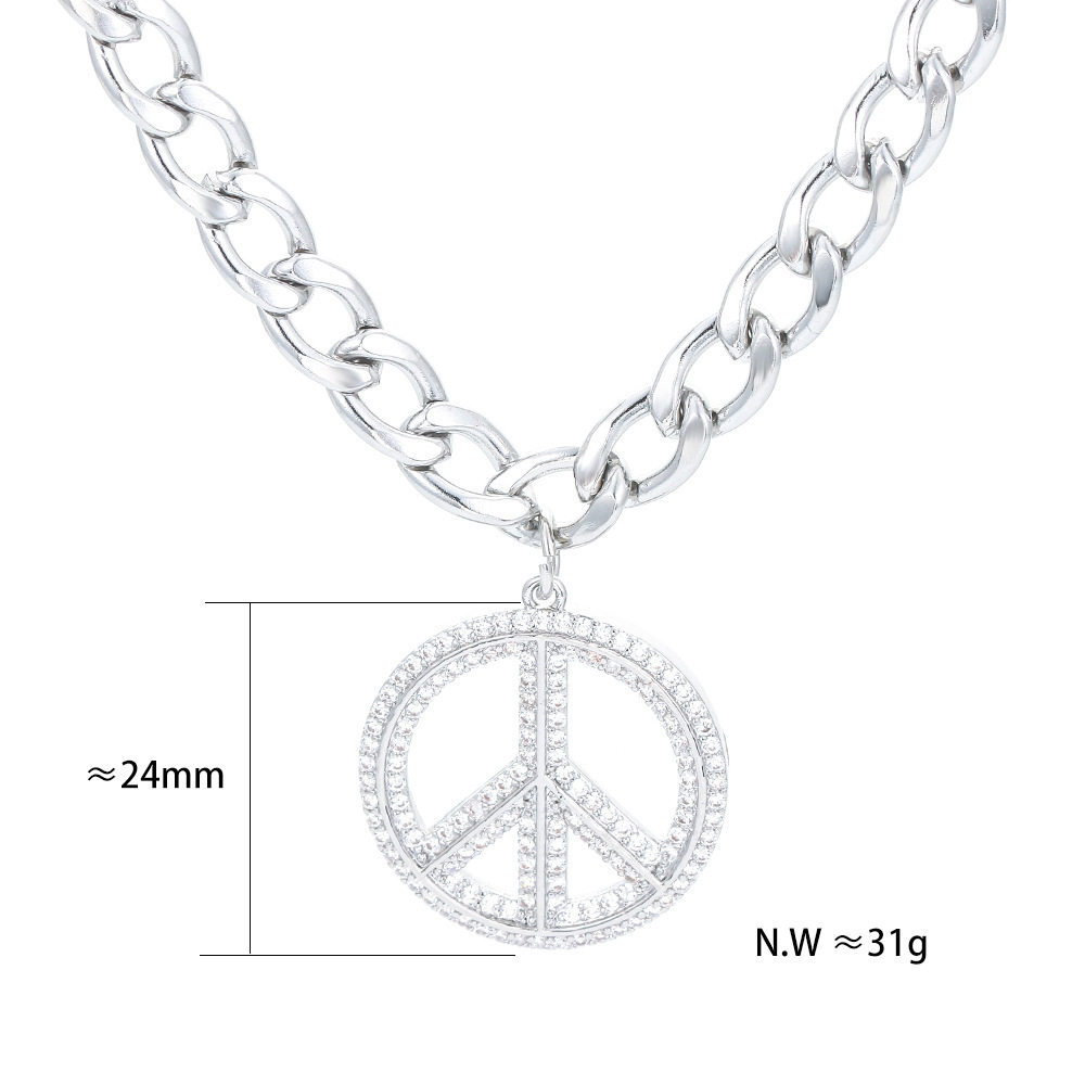 304 Stainless Steel Copper 18K Gold Plated Fashion Plating Geometric Zircon Pendant Necklace