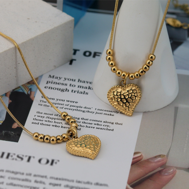 Wholesale Jewelry Fashion Heart Shape 304 Stainless Steel None 18K Gold Plated Gold Plated Stainless Steel Necklaces