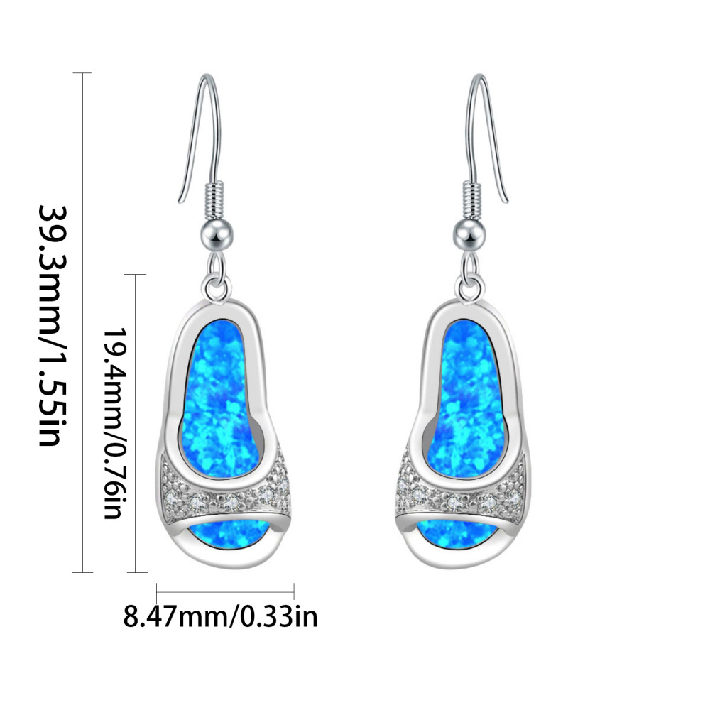 Simple Style Opal Sandals Earrings TikTok Ins  Style Jewelry Accessories Copper Material Line Craft