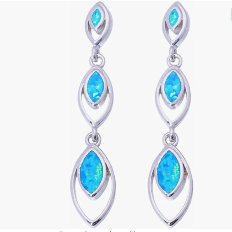 Mini Blue Circle Stud Earrings Women's Style Simple Design Opal Pearl Star Pattern Copper Material Jewelry Accessories