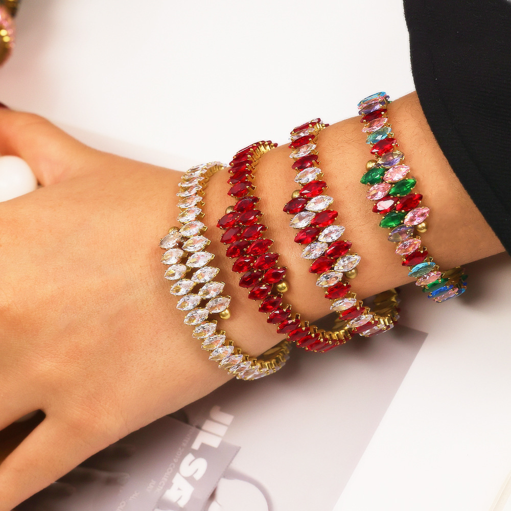 Multicolor Titanium Steel Claw Inlaid Diamond Women's Bracelet Zircon Steel Women's Accessories