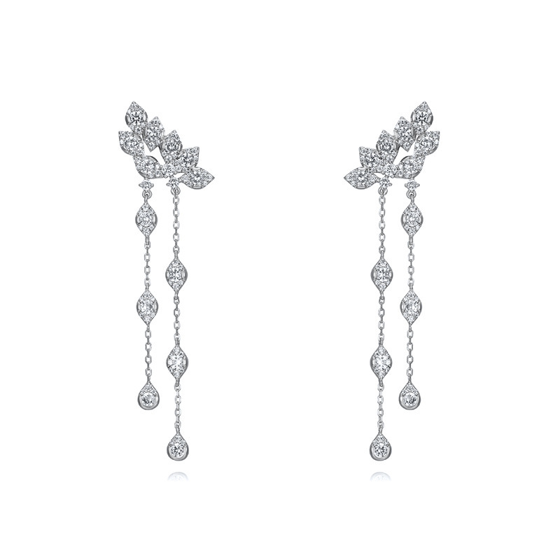 1 Pair Simple Style Classic Style Flower Inlay Copper Rhinestones Drop Earrings