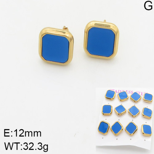 INS New  Fashion Titanium Steel Square Shell Stud Earrings Female 18K Gold Stainless Steel Shell Element Earrings Earrings Niche Design High Earrings