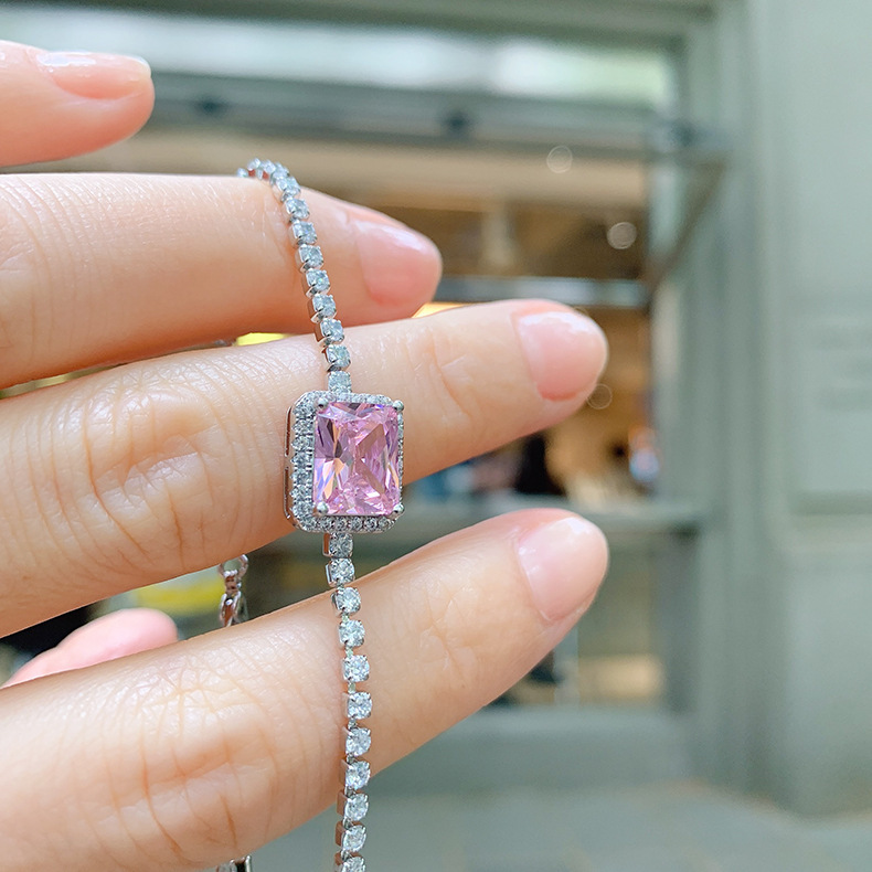 Retro Square Copper Gold Plated Inlay Zircon Women's Bracelets Necklace