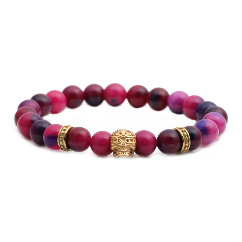 Creative Agate Stone Skull Bracelet
