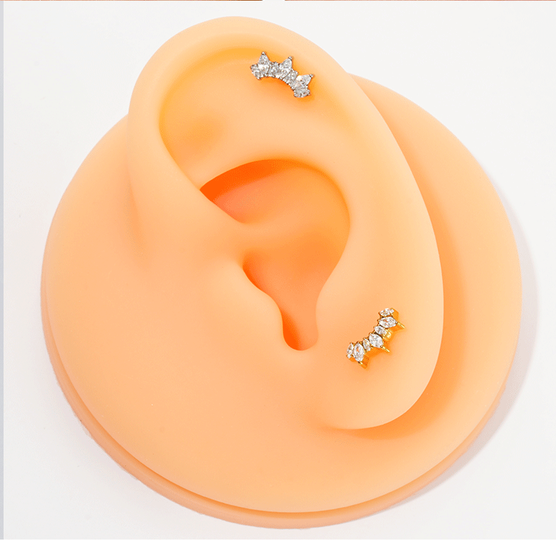 Titanium Alloy Zirconia Women's European Style Fan-shaped Lip Nose Stud Jewelry Accessories Fashion Unisex Lip Decoration