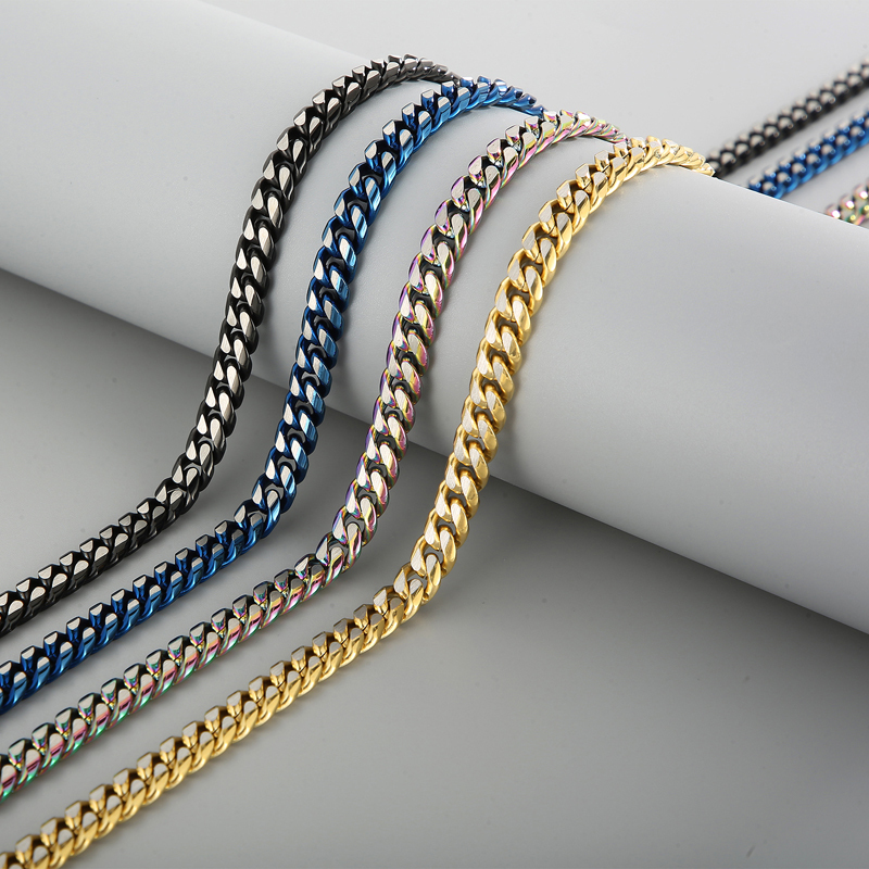 304 Stainless Steel Solid Color PVD Coated 18K Real Gold Plated Fashion Waterproof Non Tarnish Plating Colorful Gold Black Bracelets Necklace