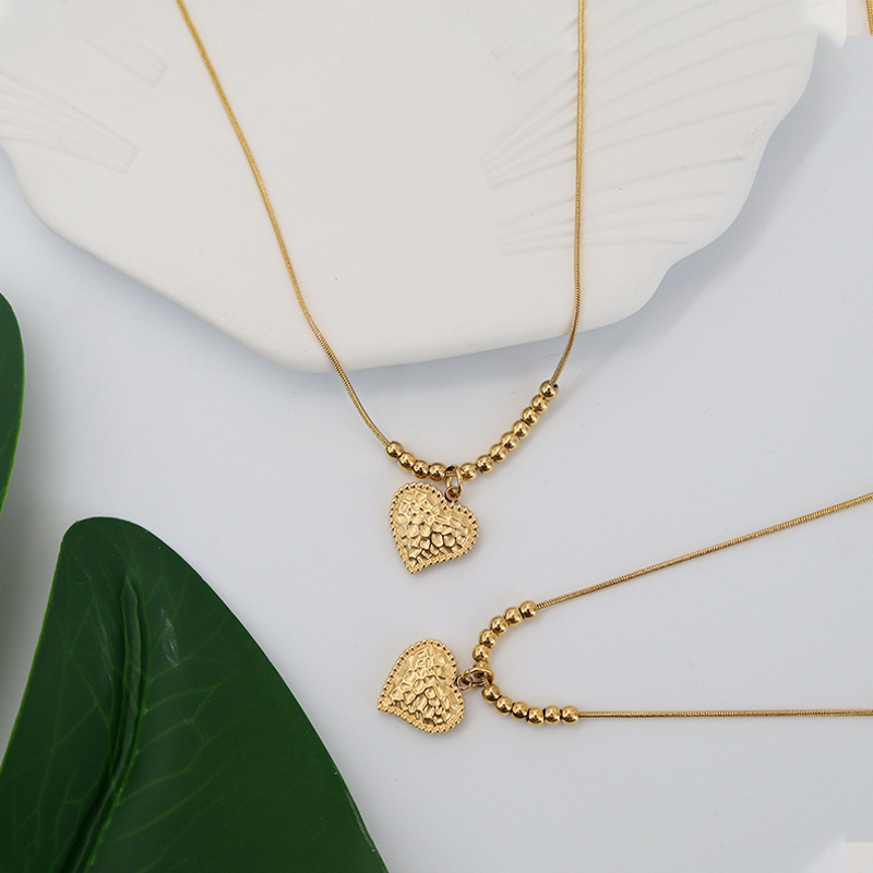 Wholesale Jewelry Fashion Heart Shape 304 Stainless Steel None 18K Gold Plated Gold Plated Stainless Steel Necklaces