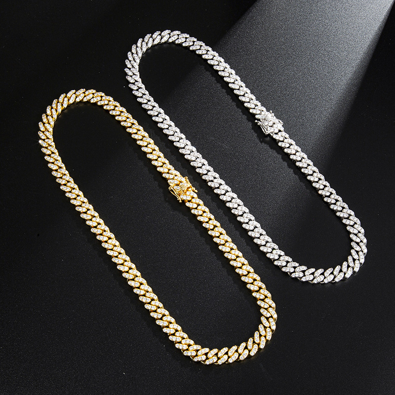 Trendy Gold Plated Cuban Link Necklace True Gold Electroplating Hip Hop Men's Necklace Diamond Embedded Round And Ring Style