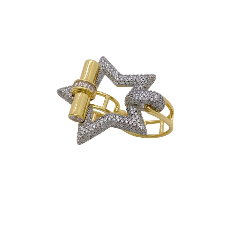 New OT Series Ring Bracelet Set Luxury Polished Star Surface Smooth Bracelet Ring Combo Elegant Fashion Copper Plated Accessories