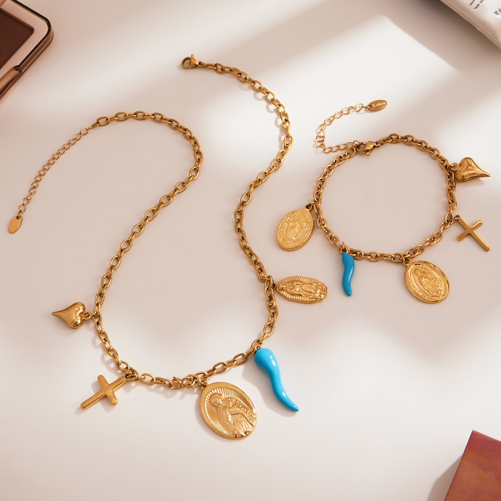 Stainless Steel DIY Multi-Accessories Necklace Bracelet Fashionable Versatile Luxury Jewelry Set Geometric Pattern Vacuum Plated