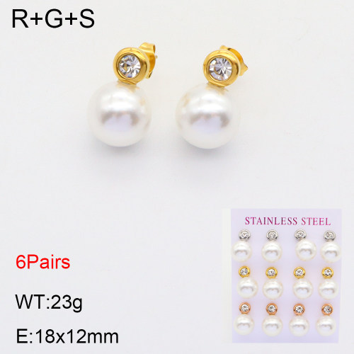 INS New  Fashion Titanium Steel Round Studs Women's 18K Gold Stainless Steel Pearl Element Earrings Earrings Niche Design High Earrings